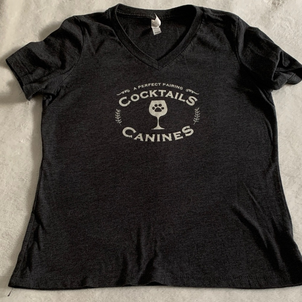 Black V-Neck Graphic Tee
